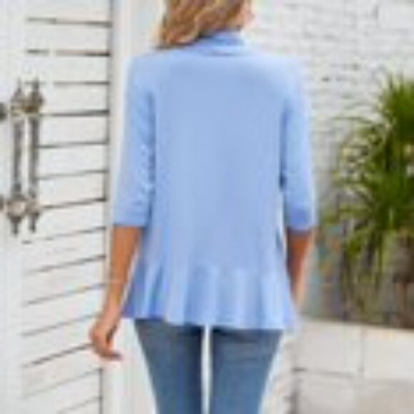 Bluetime Women's Casual Lightweight Open Front Cardigans Soft Draped Ruffles NWT - Picture 5 of 8